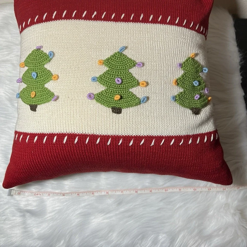 Melange Sweater‎ Knit Throw Pillow Home Decor Christmas Crochet 14 Inch Square